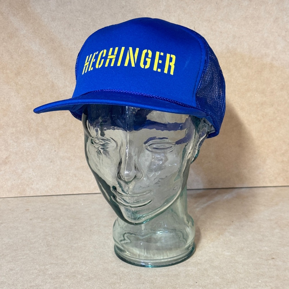 San Sun Hechinger Trucker Hat Men OSFA Blue Vintage Mesh Snapback Retro Workwear